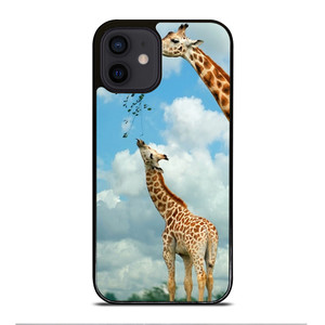 MOM AND BABY GIRAFFE EAT iPhone 12 Mini Case Cover MOM AND BABY GIRAFFE EAT iPhone 12 Mini Case Cover