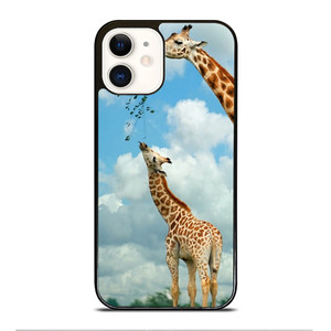 MOM AND BABY GIRAFFE EAT iPhone 12 Case Cover MOM AND BABY GIRAFFE EAT iPhone 12 Case Cover