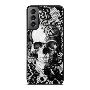 Skull On Black Lace Samsung Galaxy S21 Plus 5G Case Cover Skull On Black Lace Samsung Galaxy S21 Plus 5G Case Cover