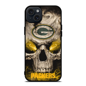 Green Bay Packers Skull iPhone 15 Plus Case Cover Green Bay Packers Skull iPhone 15 Plus Case Cover