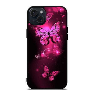 Purple Butterfly Pink iPhone 15 Plus Case Cover Purple Butterfly Pink iPhone 15 Plus Case Cover