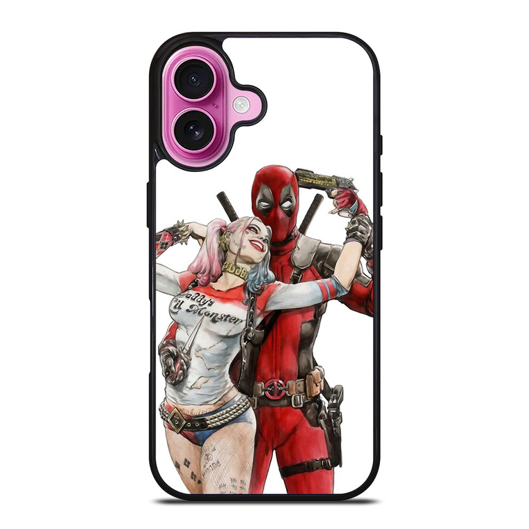 Iconic Deadpool & Harley Quinn iPhone 16 Plus Case Cover