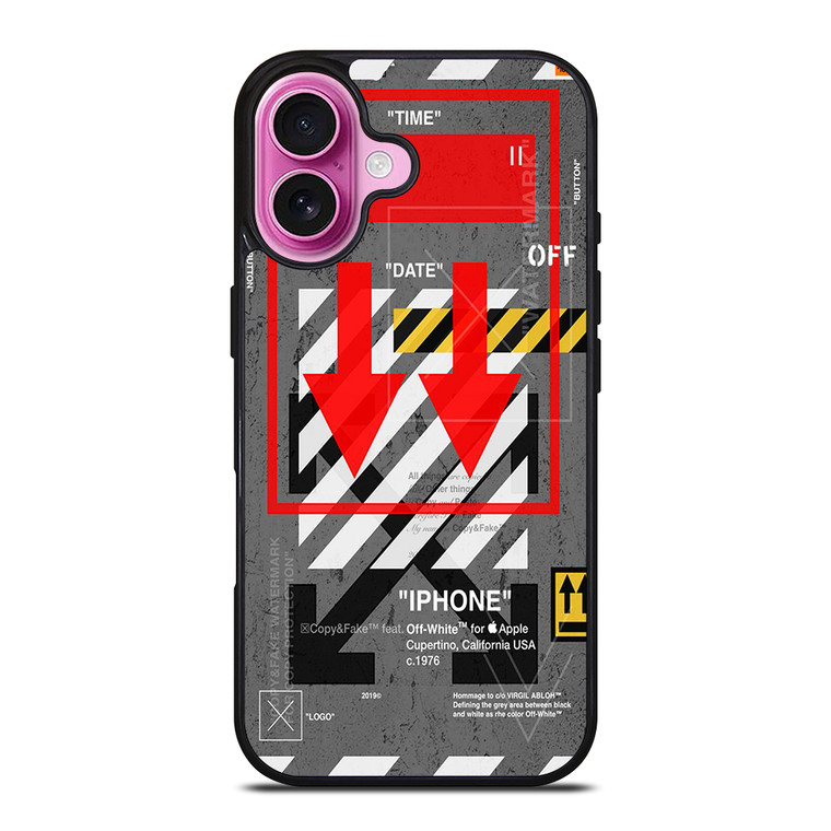 Red Arrow Down Off White iPhone 16 Plus Case Cover