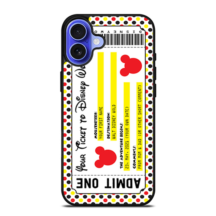 Custom Personalized Disney Ticket iPhone 16 Case Cover