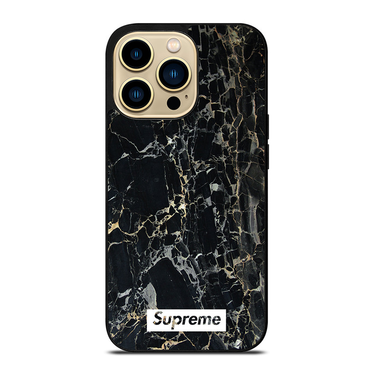 SUPREME BLACK MARBLE iPhone 14 Pro Max Case Cover