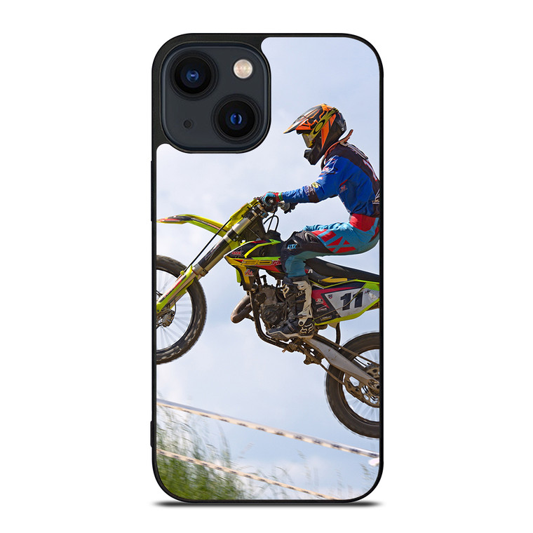 Stunt In Motocross Dirt Bike iPhone 14 Plus Case Cover