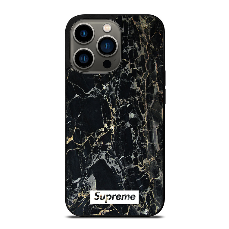 SUPREME BLACK MARBLE iPhone 13 Pro Case Cover