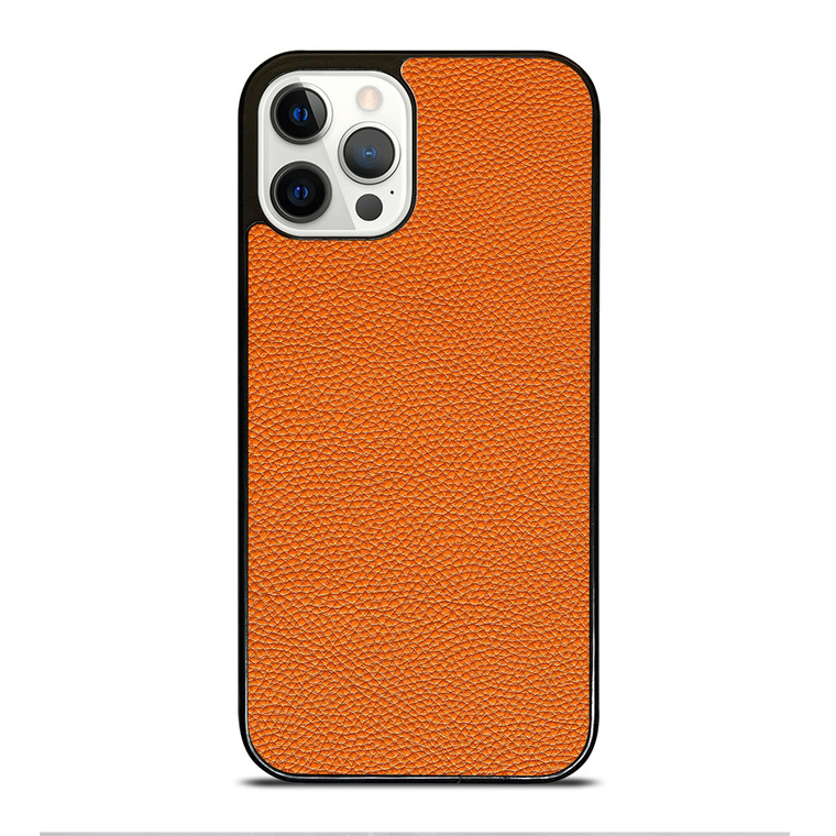 Orange Leather Image iPhone 12 Pro Case Cover