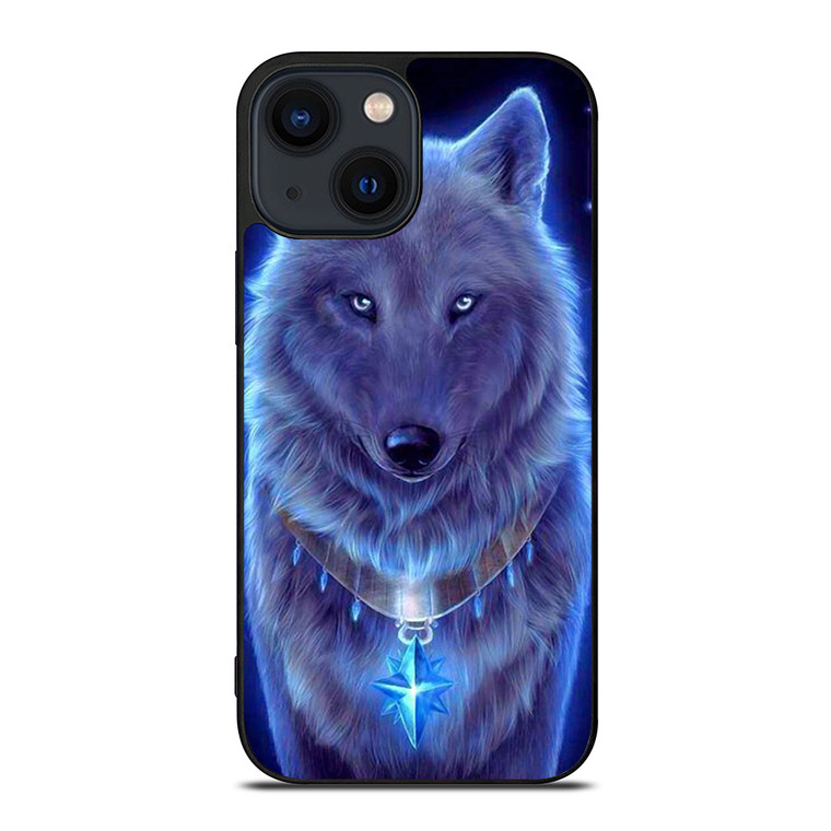 Blue Eye Gray Fantasy Wolf iPhone 14 Plus Case Cover