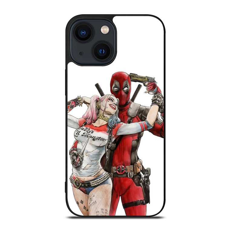 Iconic Deadpool & Harley Quinn iPhone 14 Plus Case Cover