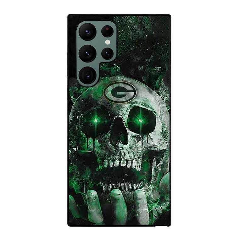 Green Bay Skull On Hand Samsung Galaxy S22 Ultra 5G Case Cover