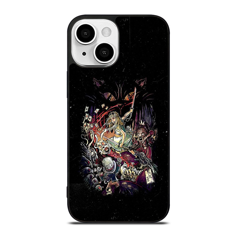 Black Zombie Alice In Wonderland iPhone 13 Mini Case Cover