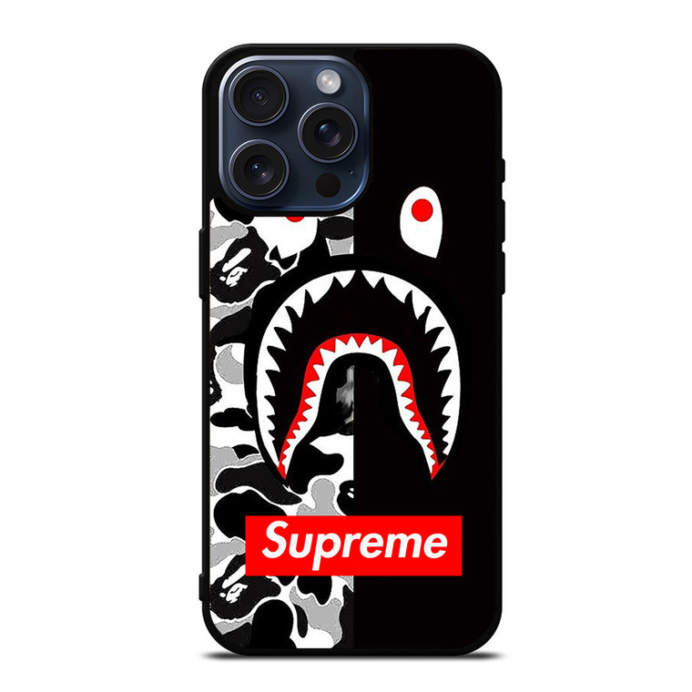 BAPE SHARK SUPRE ME iPhone 15 Pro Max Case Cover