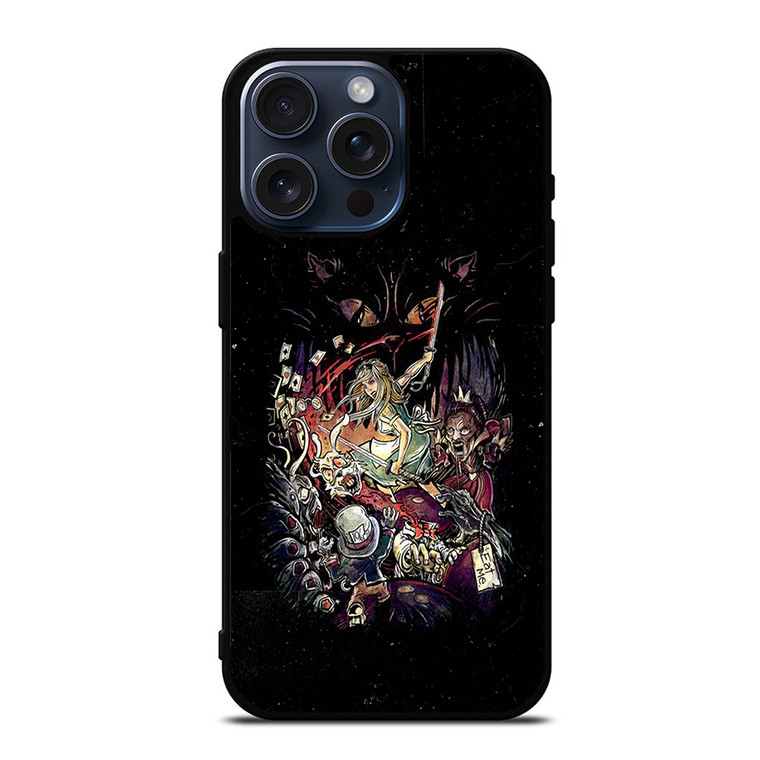 Black Zombie Alice In Wonderland iPhone 15 Pro Max Case Cover