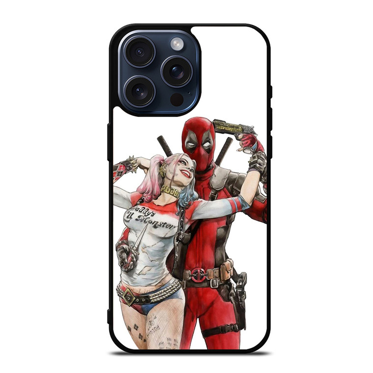 Iconic Deadpool & Harley Quinn iPhone 15 Pro Max Case Cover