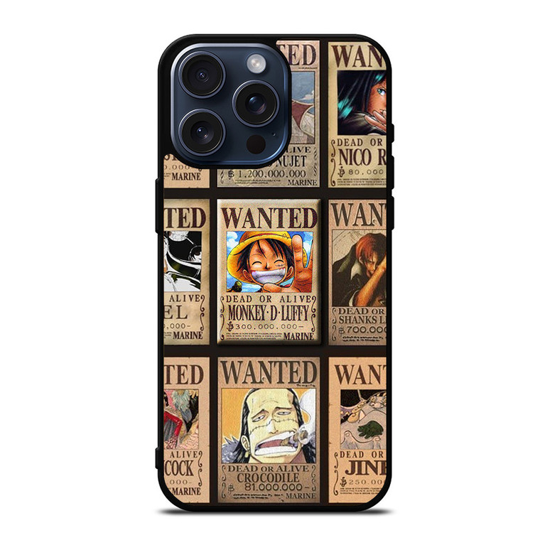 Wanted One Piece Luffy iPhone 15 Pro Max Case Cover