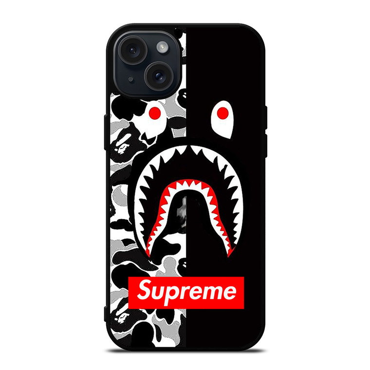 BAPE SHARK SUPRE ME iPhone 15 Plus Case Cover