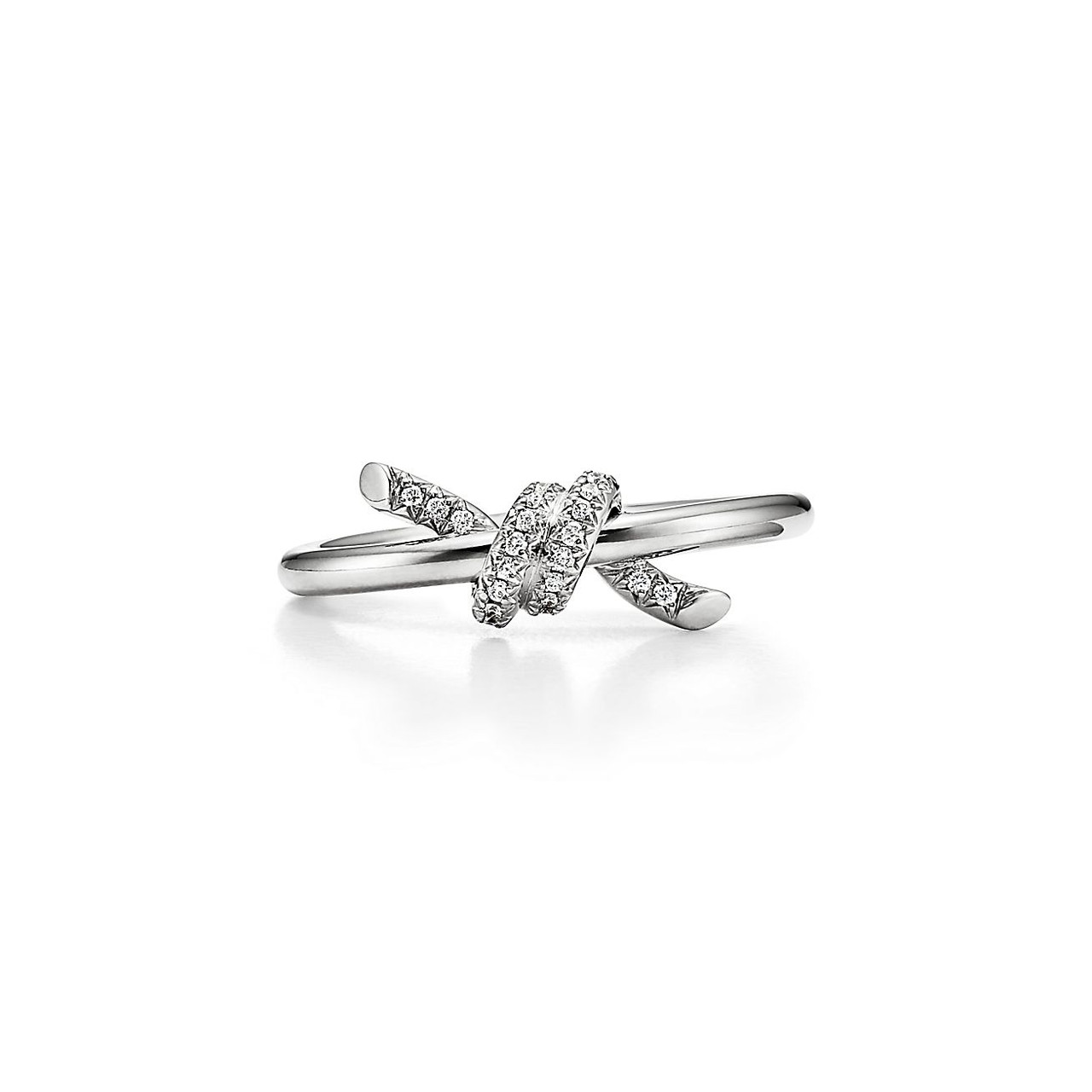 Tiffany Inspired Tiffany Knot Ring in White Gold with Diamonds