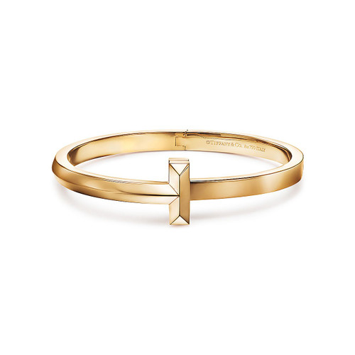 Tiffany Inspired Tiffany T T1 Wide Hinged Bangle in Yellow Gold - TIF100100021