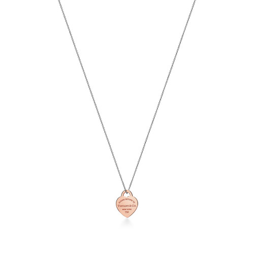 Tiffany Inspired Return to Tiffany® Heart Tag Pendant in Sterling Silver and Rose Gold, Small - TIF100100270