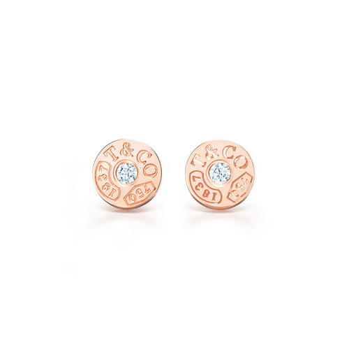 Tiffany Inspired Tiffany 1837® circle earrings in 18k rose gold with diamonds. - TIF100100101