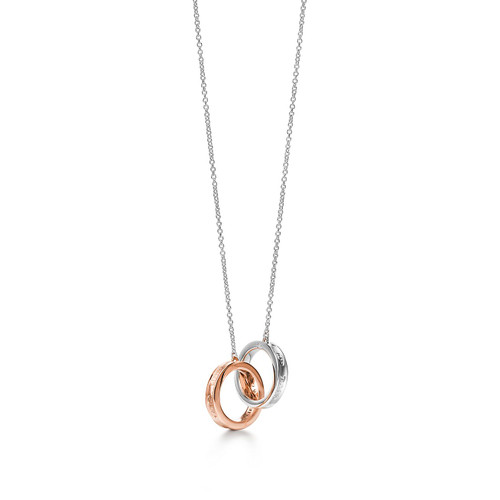 Tiffany Inspired Tiffany 1837® interlocking circles pendant in sterling silver and 18k rose gold. - TIF100100276