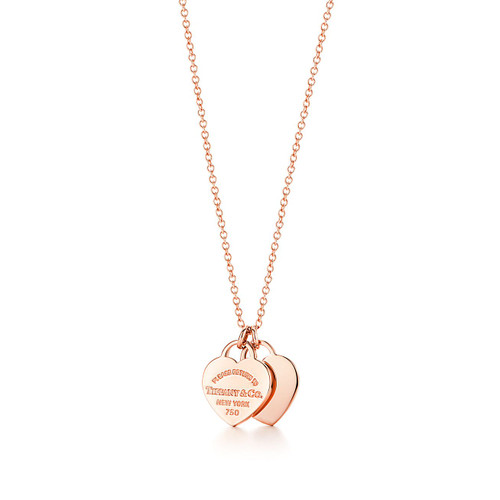Tiffany Inspired Return to Tiffany® Double Heart Tag Pendant in Rose Gold, Mini - TIF100100360