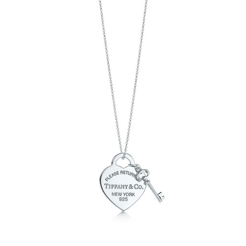 Tiffany Inspired Return to Tiffany® medium heart tag with key pendant in sterling silver. - TIF100100411