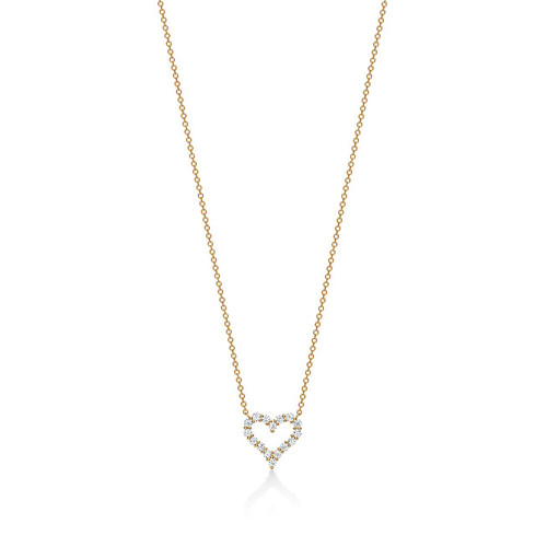 Tiffany Inspired Heart pendant in 18k gold with diamonds, mini. - TIF100100444