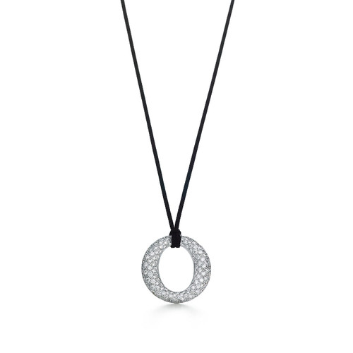 Tiffany Inspired Elsa Peretti® Sevillana™ pendant of diamonds in platinum, small. - TIF100100540