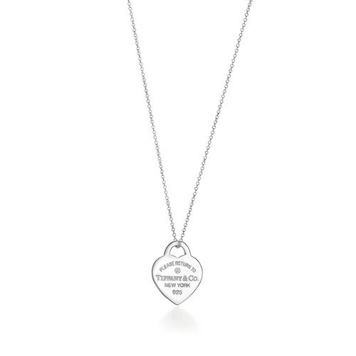 Tiffany Inspired Return to Tiffany® Heart Tag Pendant in Sterling Silver with a Diamond, Small - TIF100100461