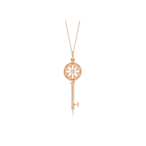 Tiffany Inspired Tiffany Keys Daisy Key in Rose Gold with a Diamond, 1.5 - TIF100100543