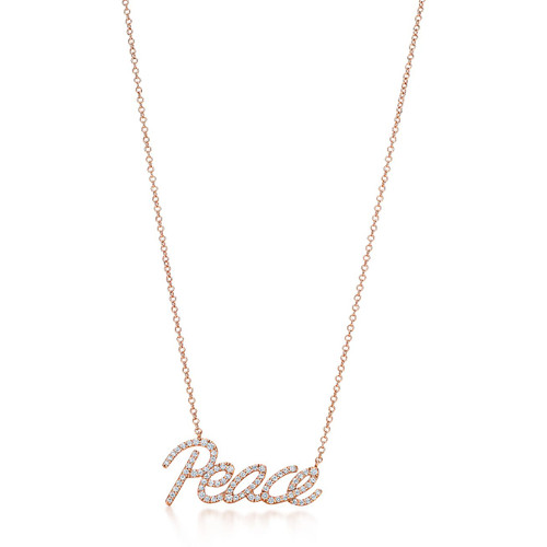 Tiffany Inspired Paloma Picasso® Peace pendant in 18k rose gold with diamonds, small. - TIF100100533 Tiffany Inspired Paloma Picasso® Peace pendant in 18k rose gold with diamonds, small. - TIF100100533