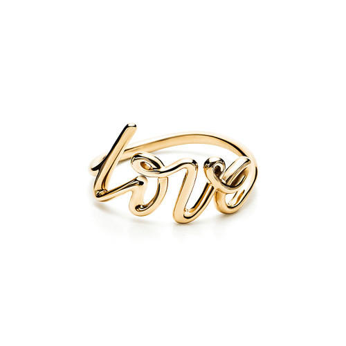 Tiffany Inspired Paloma's Graffiti Love Ring in Yellow Gold, Small - TIF100100568