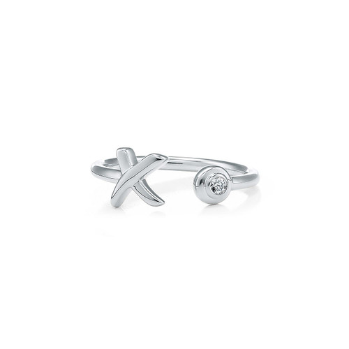 Tiffany Inspired Paloma's Graffiti X wire ring in sterling silver with a diamond. - TIF100100749