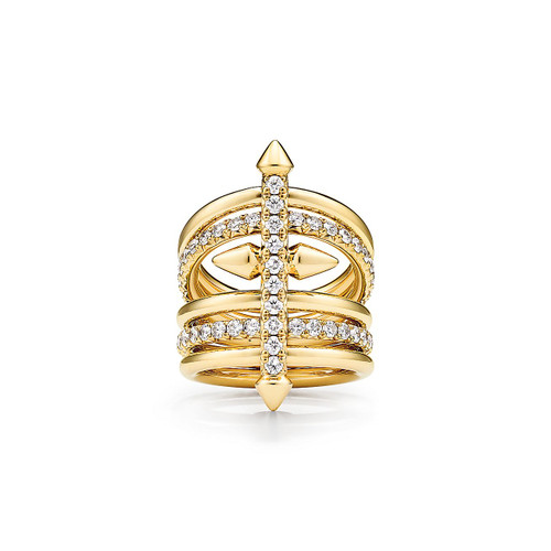 Tiffany Inspired Tiffany Titan by Pharrell Williams Five-row Ring in Gold with Diamonds - TIF100100637
