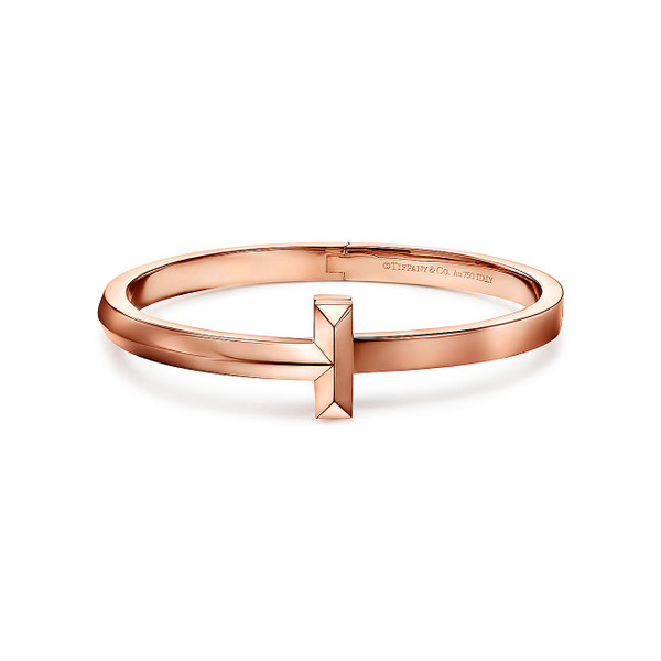 Tiffany Inspired Tiffany T T1 Wide Hinged Bangle in Rose Gold - TIF100100035