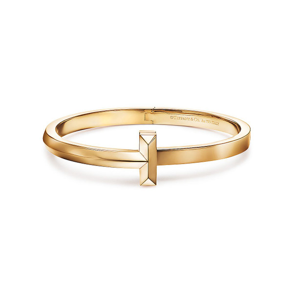 Tiffany Inspired Tiffany T T1 Wide Hinged Bangle in Yellow Gold - TIF100100021