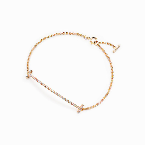 Tiffany Inspired Tiffany T Smile Bracelet in Yellow Gold with Diamonds - TIF100100057