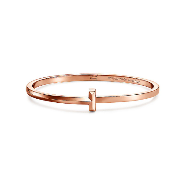 Tiffany Inspired Tiffany T T1 Narrow Hinged Bangle in Rose Gold - TIF100100014