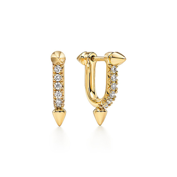 Tiffany Inspired Tiffany Titan by Pharrell Williams Small Earrings in Gold with Diamonds - TIF100100095