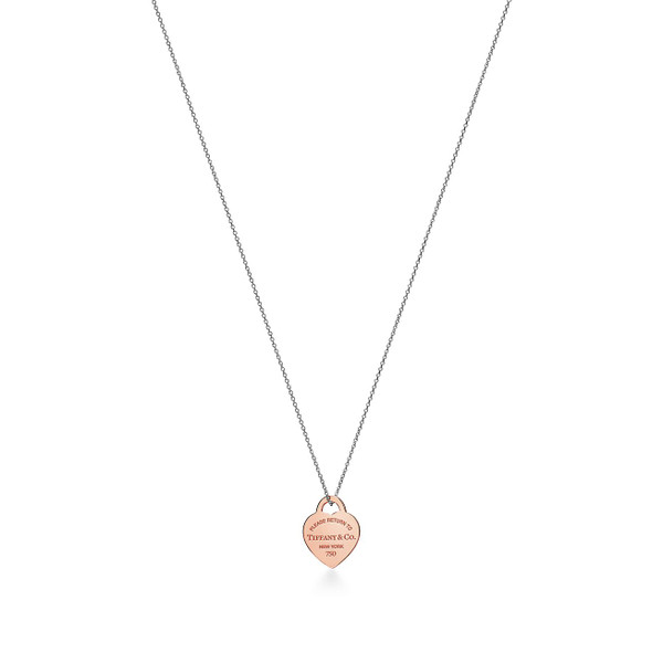 Tiffany Inspired Return to Tiffany® Heart Tag Pendant in Sterling Silver and Rose Gold, Small - TIF100100270
