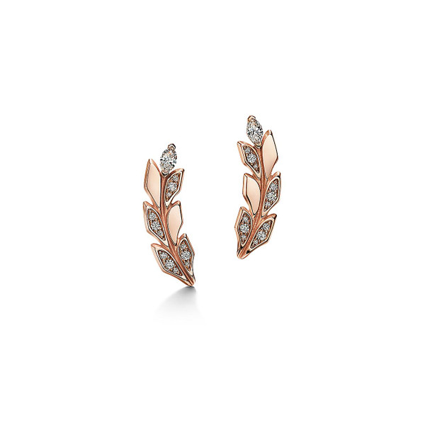 Tiffany Inspired Tiffany Victoria® Vine Climber Earrings in Rose Gold with Diamonds - TIF100100164