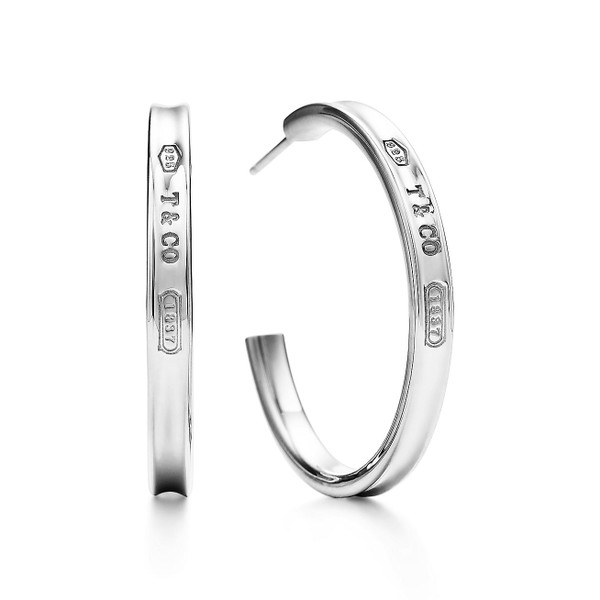 Tiffany Inspired Tiffany 1837® Hoop Earrings in Silver, Medium - TIF100100102