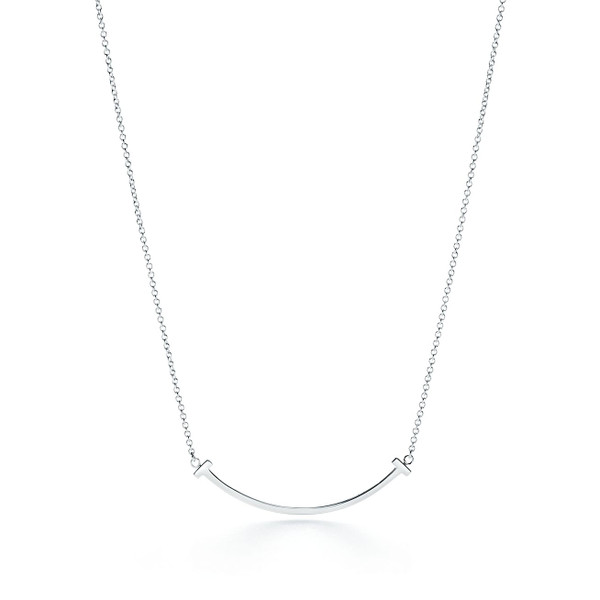 Tiffany Inspired Tiffany T Smile Pendant in White Gold, Small - TIF100100307