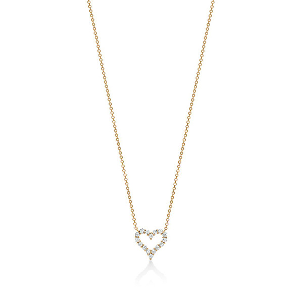 Tiffany Inspired Heart pendant in 18k gold with diamonds, mini. - TIF100100444