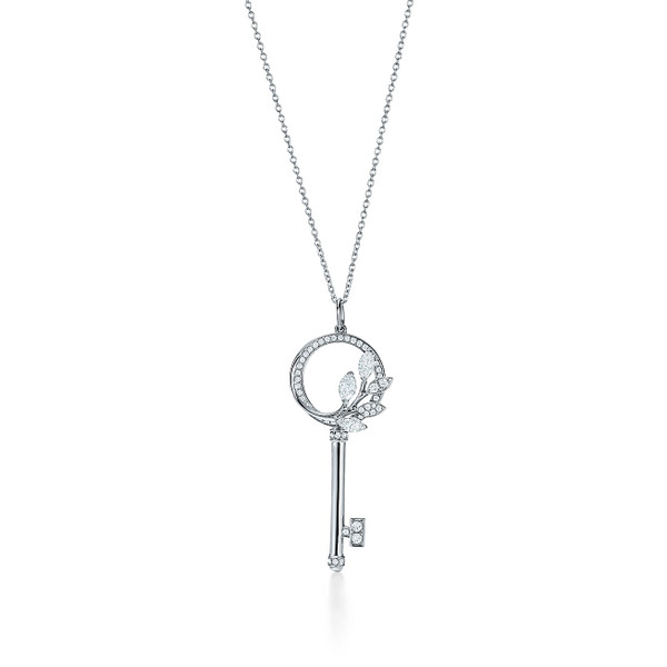Tiffany Inspired Tiffany Keys Tiffany Victoria® diamond vine circle key in platinum, medium. - TIF100100415