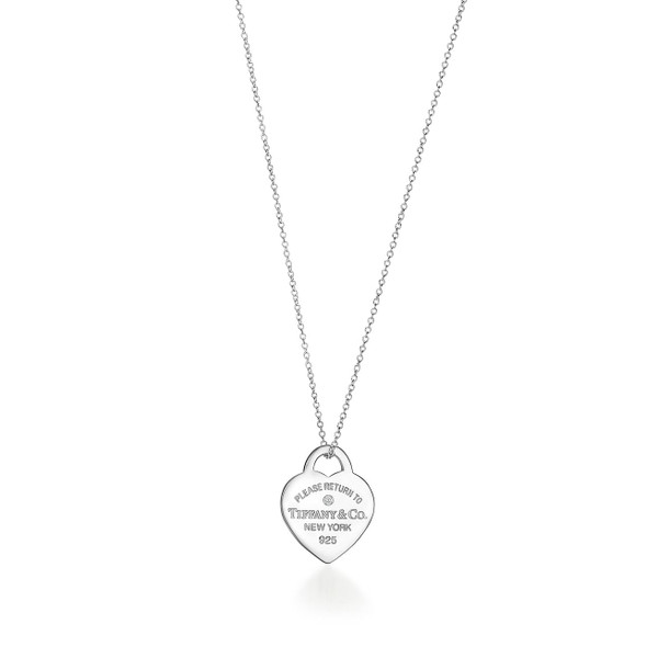 Tiffany Inspired Return to Tiffany® Heart Tag Pendant in Sterling Silver with a Diamond, Small - TIF100100461