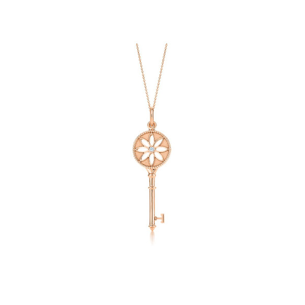 Tiffany Inspired Tiffany Keys Daisy Key in Rose Gold with a Diamond, 1.5 - TIF100100543