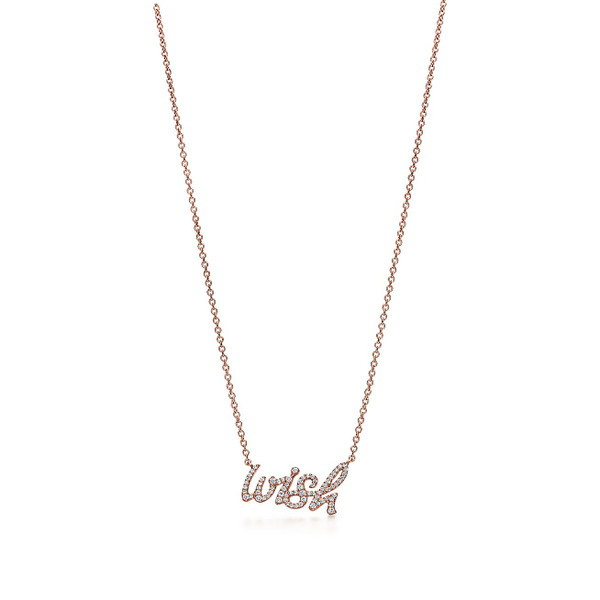 Tiffany Inspired Paloma's Graffiti wish pendant in 18k rose gold with diamonds. - TIF100100529